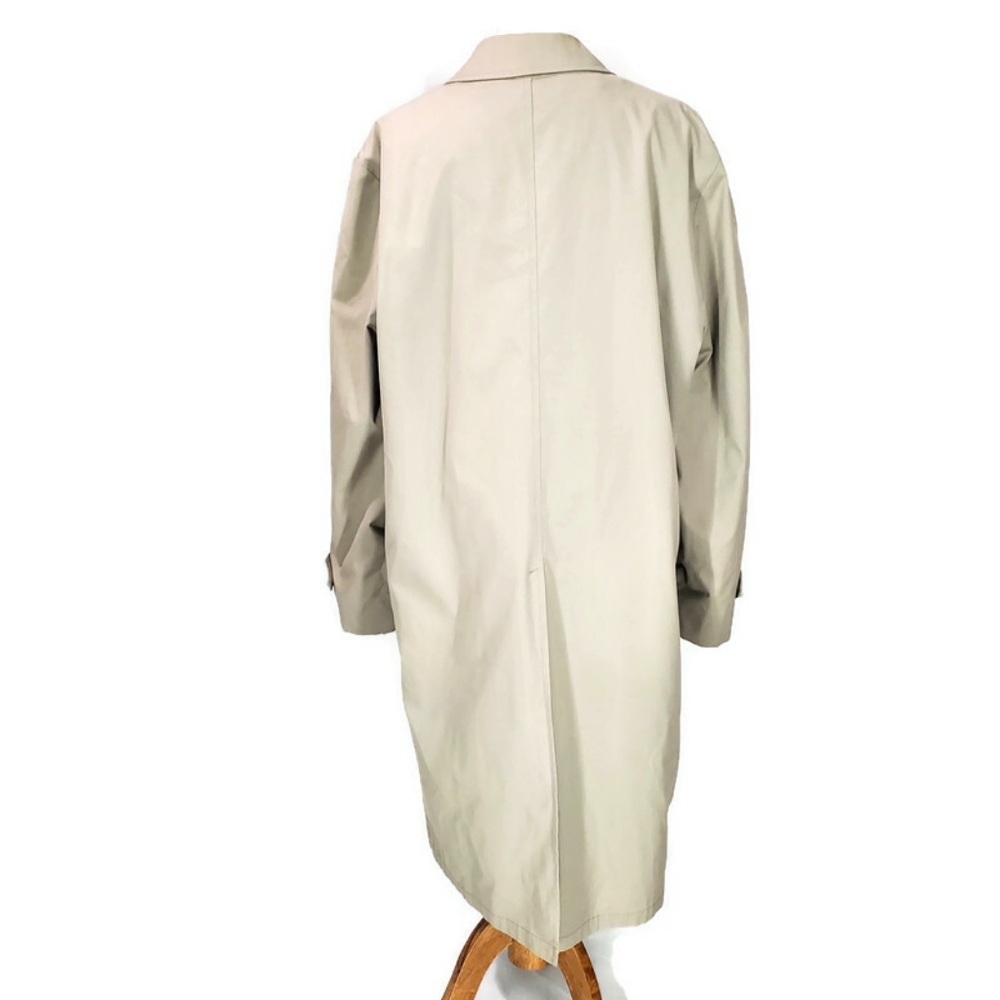 London Fog Vintage Men's Lined Trench Coat Classic Khaki Maincoats Size 44 L EUC - Picture 3 of 16